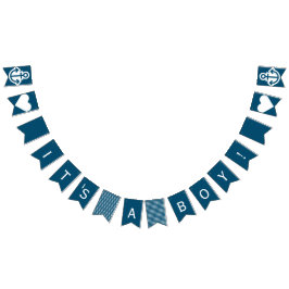 Het is een jongen blauw en wit neutraal Bunting Vlaggetjes