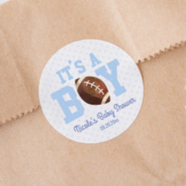 Het is een jongen! Blauw Football Baby shower Part Ronde Sticker