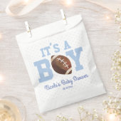 Het is een jongen! Blauw Footballs Baby shower Bedankzakje (Geknipt)