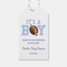 Het is een jongen! Blauw Footballs Baby shower Cadeaulabel