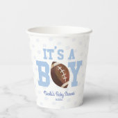 Het is een jongen! Blauw Footballs Baby shower Papieren Bekers (Achterkant)