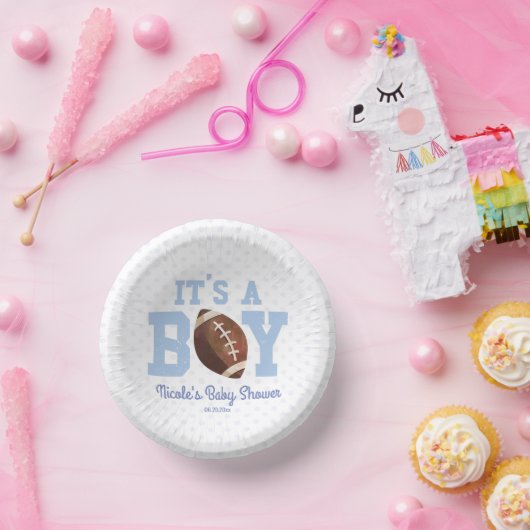 Het is een jongen! Blauw Footballs Baby shower Papieren Kommen (Feest)