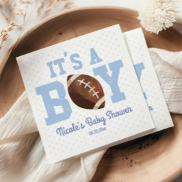 Het is een jongen! Blauw Footballs Baby shower Servet