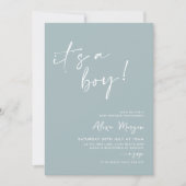 Het is een jongen! Blauw minimaal Baby shower Kaart (Voorkant)