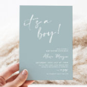 Het is een jongen! Blauw minimaal Baby shower Kaart