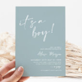 Het is een jongen! Blauw minimaal Baby shower Kaart