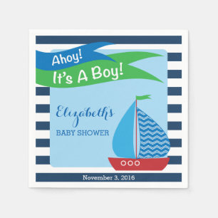 Het is een jongen, blauw nautisch Baby shower Servet