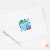 Het is een jongen, blauw nautisch Baby shower Vierkante Sticker (Envelop)
