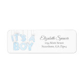 Het is een jongen | Blauw retouradres Etiket (Voorkant)