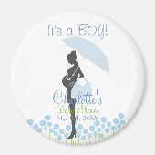 Het is een JONGEN! Blauw Silhouet Baby shower Magneet (Voorkant)