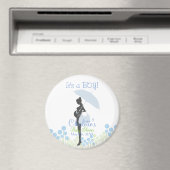 Het is een JONGEN! Blauw Silhouet Baby shower Magneet (Insitu (Vaatwasser))