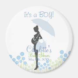 Het is een JONGEN! Blauw Silhouet Baby shower Magneet