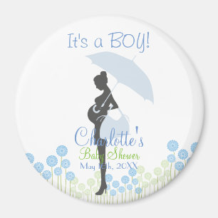 Het is een JONGEN! Blauw Silhouet Baby shower Magneet