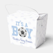 Het is een jongen! Blauw Voetbal Baby shower Bedankdoosjes (Achterkant)