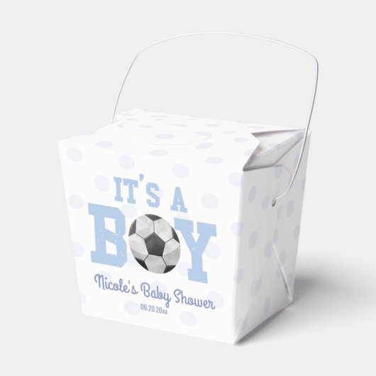 Het is een jongen! Blauw Voetbal Baby shower Bedankdoosjes (Voorkant Zijde)