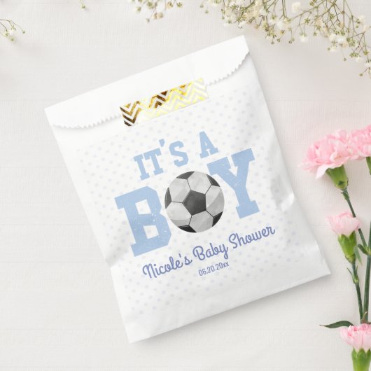 Het is een jongen! Blauw Voetbal Baby shower Bedankzakje (Gezegeld)