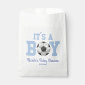 Het is een jongen! Blauw Voetbal Baby shower Bedankzakje (Voorkant)