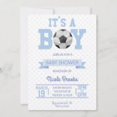 Het is een jongen! Blauw Voetbal Baby shower Kaart (Voorkant)