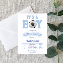 Het is een jongen! Blauw Voetbal Baby shower Kaart