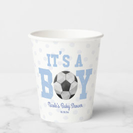 Het is een jongen! Blauw Voetbal Baby shower Papieren Bekers