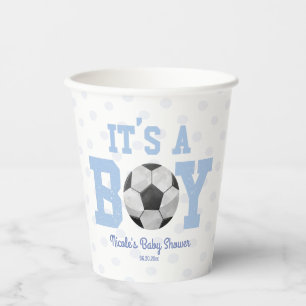 Het is een jongen! Blauw Voetbal Baby shower Papieren Bekers