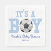 Het is een jongen! Blauw Voetbal Baby shower Servet (Voorkant)