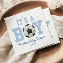 Het is een jongen! Blauw Voetbal Baby shower Servet