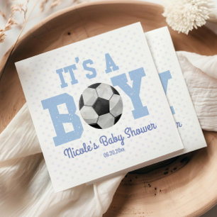 Het is een jongen! Blauw Voetbal Baby shower Servet