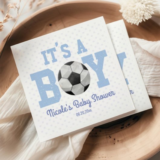 Het is een jongen! Blauw Voetbal Baby shower Servet