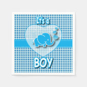 Het is een jongen, blauw & wit geruite met Baby ol Servetten (Voorkant)