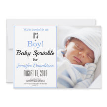 Het is een jongen! Blauwe baby sprinkle foto uitno