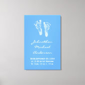 Het is een Jongen Blauwe Baby Voetafdrukken Geboor Canvas Afdruk (Voorkant)