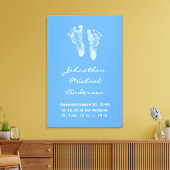 Het is een Jongen Blauwe Baby Voetafdrukken Geboor Canvas Afdruk (Insitu (Woonkamer))