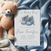 Het is een jongen! Blauwe babyschoenen baby shower