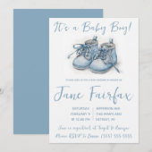 Het is een jongen! Blauwe babyschoentjes baby sho Kaart (Voorkant / Achterkant)