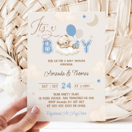 Het is een Jongen Blauwe Beer Baby Shower Kaart