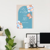 Het is een jongen blauwe beige ballon baby shower  poster (Thuiskantoor)