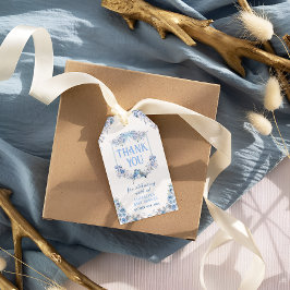 Het is een jongen blauwe bloemenkam dank je cadeaulabel