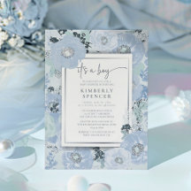 Het Is Een Jongen Blauwe Bloemige Baby Shower 