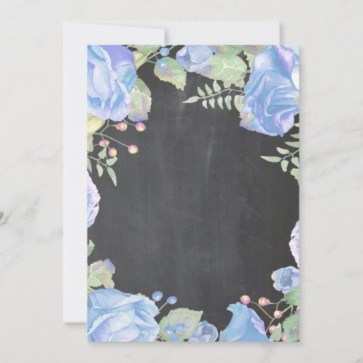 Het is een jongen Blauwe bloemige babyshower krijt Kaart (Achterkant)