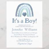 het is een jongen, blauwe boho babyshower uitnodig flyer (Voorkant)