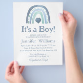 het is een jongen, blauwe boho babyshower uitnodig flyer (Hand)