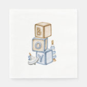 Het is een jongen blauwe boho houten blokken en sp servet (Voorkant)