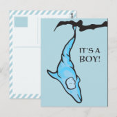 Het is een jongen! (blauwe dolfijncoon) briefkaart (Voorkant / Achterkant)