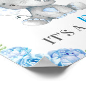 Het is een Jongen Blauwe Elephant Baby Boy Shower  Poster (Hoek)