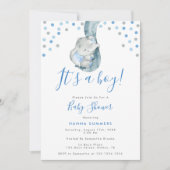 Het is een Jongen Blauwe Elephant Baby shower Uitn Kaart (Voorkant)