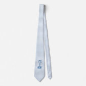 Het is een Jongen Blauwe Gingham Geslacht Nieuwe P Stropdas (Voorkant)