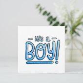 Het is een jongen Blauwe Gradiënt Felicitaties Feestdagenkaart (Staand voorkant)