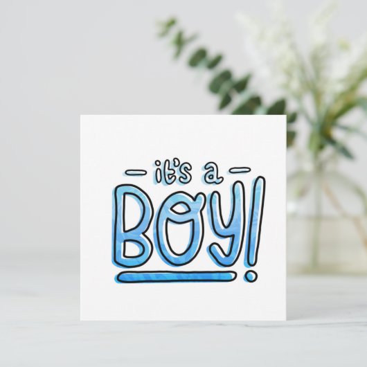 Het is een jongen Blauwe Gradiënt Felicitaties Feestdagenkaart (Staand voorkant)