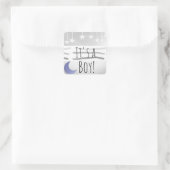 Het is een Jongen Blauwe Grijze Maan en Sterren Vierkante Sticker (Tas)